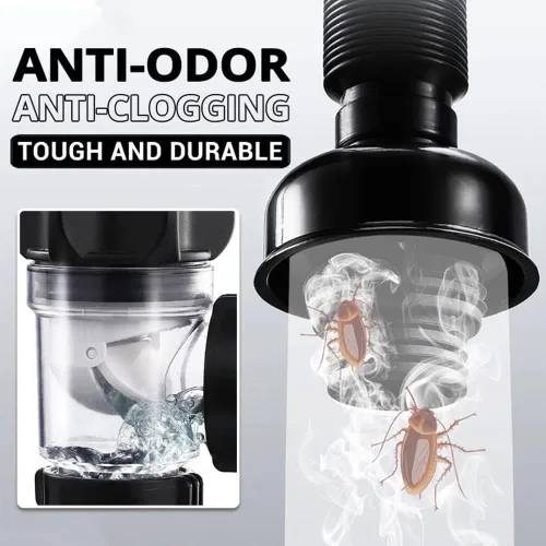 Miniatura 5 de Kit de drenaje de fregadero de baño con tubo P-Trap flexible y expandible antiolor, tubo de drenaje de fregadero de baño para agujero de 1-1/4