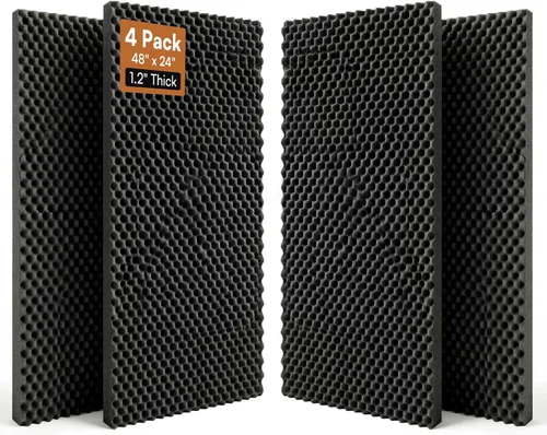 Miniatura 16 de SODOCT - Paquete de 12 paneles acústicos grandes, 47.2 x 23.6 x 0.4 pulgadas, paneles a prueba de sonido para paredes, paneles de absorción de Negro