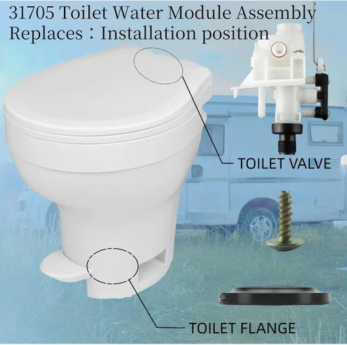 Miniatura 6 de 31705 Válvula de inodoro RV Kit de repuesto de válvula de agua para inodoro Thetford RV 31705, se adapta a todos los modelos Aqua Magic V alto/bajo