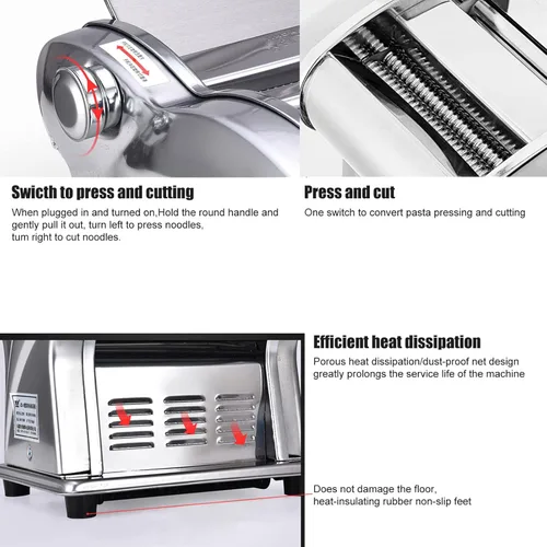 Miniatura 5 de Máquina para hacer pastas para hacer masas de masa masa para hacer fideos para hacer pastas, máquina de corte de fideos para espaguetis, fettuccini