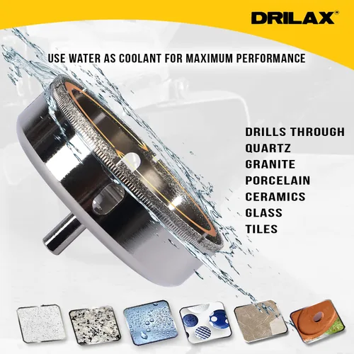 Miniatura 7 de Drilax Kit de sierra de agujero de diamante de 4 pulgadas con azulejo guía y cortador de agujeros de vidrio para porcelana, cerámica, cuarzo