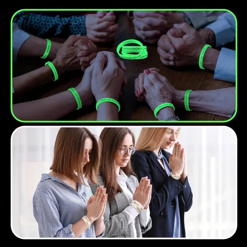 Miniatura 26 de Estune 120 pulseras de versículos de la Biblia, con cita motivacional, pulseras de goma, pulseras de silicona religiosas, pulseras de silicona