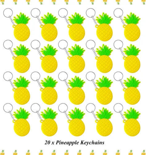 Miniatura 5 de CiciBear Paquete de 20 llaveros de piña, recuerdos de fiesta para fiesta temática hawaiana tropical Luau, baby shower, cumpleaños, recompensas