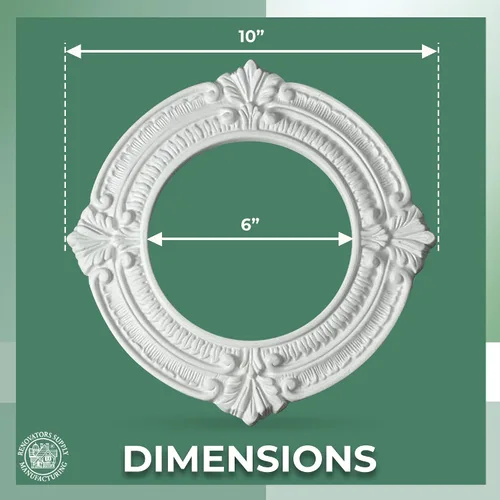 Miniatura 5 de Renovators Supply Manufacturing Moldura de Iluminación Empotrada de 10 pulgadas de Ancho de Poliuretano Blanco Ornamentada para Luces de Techo