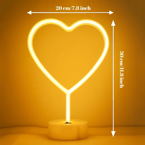 Miniatura 6 de ENUOLI - Lámpara de noche de neón con forma de corazón USB y alimentada por batería, señal de neón en forma de corazón colgante, decoración de boda