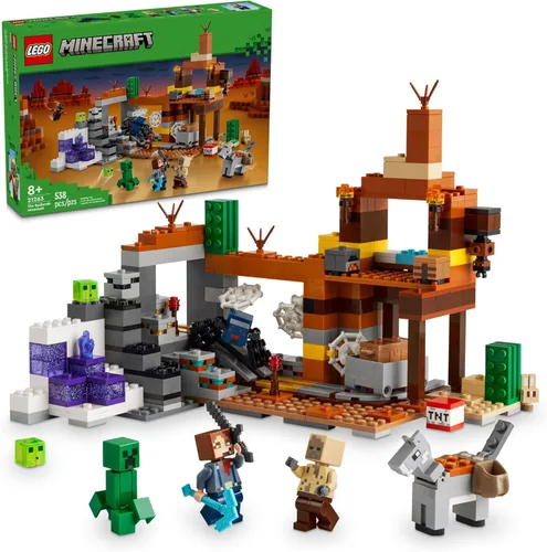 LEGO Minecraft The Badlands Mineshaft Juguete de Videojuego, Set de Exploración Minera con Minifiguras de Minecraft, Regalo de Cumpleaños para Niños