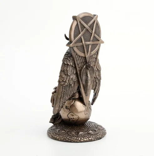 Miniatura 5 de Veronese Design Baphomet de 8 1/2 pulgadas sentado en el globo caído Wiccan Estatua de resina acabado de bronce