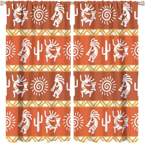 Miniatura 28 de Kokopelli - Cortinas opacas para cocina, decoración de sala de estar, dormitorio, 21 x 45 pulgadas, 2 paneles