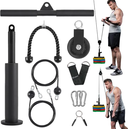 FitBeast Sistema de Poleas para Gimnasio, Sistema de Poleas con Cable y Peso para Gimnasio LAT Pulldown, Entrenamiento de Curl de Bíceps, Equipo de