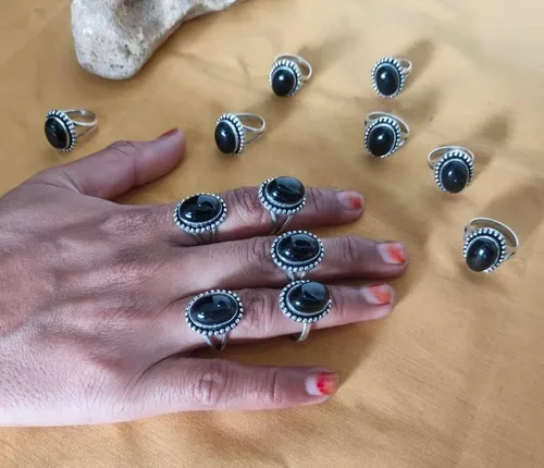 Miniatura 4 de LOt OF 12 PIC. Black Onyx 925 Silver Rings, Wedding Rings, Engagement Rings, Gemstone Rings, Statement Ring For Women, Vintage Style Ring, Handmade