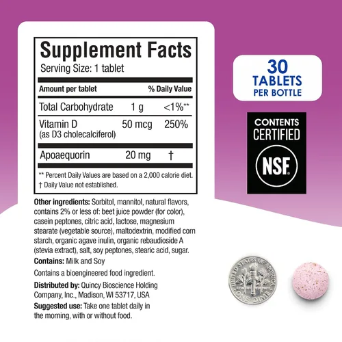 Miniatura 6 de Prevagen - Mejora la memoria: fuerza extra, 0.00070 onzas, 30 masticables, mezcla de bayas con Aequorina y vitamina D. Suplemento para una mejor