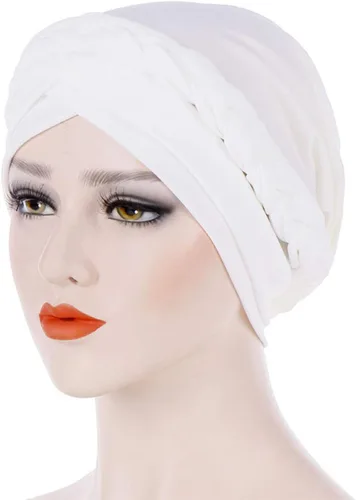 Miniatura 3 de Gorro de quimioterapia para la cabeza del cáncer étnico, bohemio, preatado, trenzado trenzado, turbante