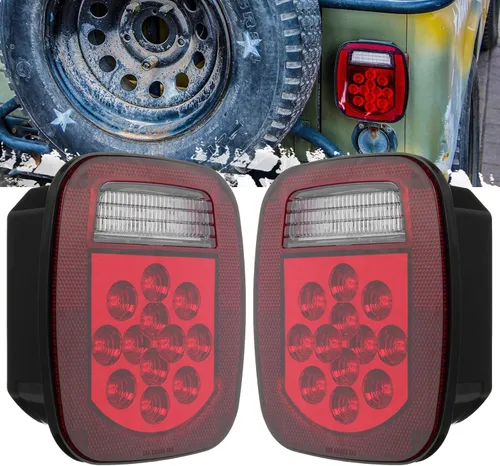 Miniatura 2 de Luces traseras para RV, kit de 39 luces LED para Jeep CJ YJ JK, camión, remolque, barco, 12V rojo/blanco, kit de freno y giro LED (paquete de 2)