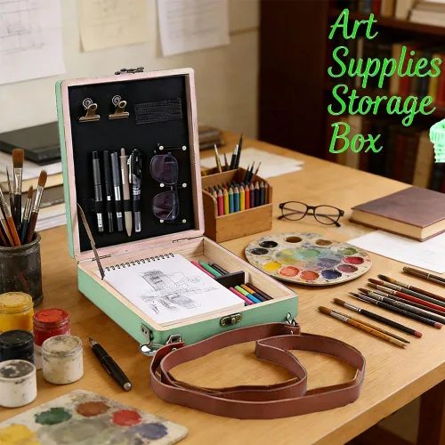Miniatura 5 de YCOSAN Bolso Mensajero de Escritores con Caja de Madera, Bolso de Arte de Viaje Multifuncional, Caja de Madera para Escritores, Pochade, Caballete