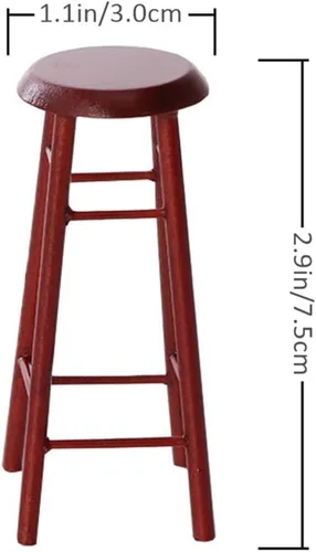 Miniatura 7 de Juego de 2 taburetes altos en miniatura, accesorios de muebles para casa de muñecas, taburetes de bar de plástico marrón para decoración de mini