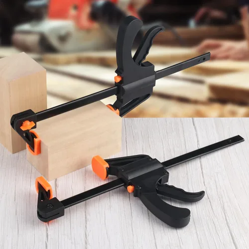 Miniatura 4 de Paquete de 6 abrazaderas de barra F de 10 pulgadas, abrazaderas de barra para trabajo de madera, manualidades, 300 libras, para trabajo de madera