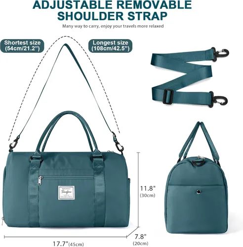 Miniatura 3 de Bolsa de gimnasio para mujeres y hombres bolsa de viaje deportiva con compartimento para zapatos y bolsillo húmedo A-pavo real-azul