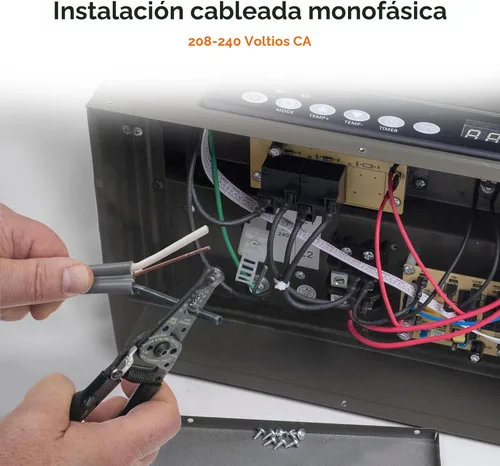 Miniatura 4 de Comfort Zone Calentador de garaje con cable duro de 7500 W, soporte de techo industrial y comercial, ventilador de 240 V con control remoto, Gris