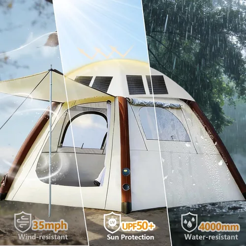 Miniatura 4 de Automatic Tents for Camping 4 Person with Rechargeable Device, Portable Carry 4000mm Waterproof & UV Protection Pop Up Tent, Easy Setup Instant