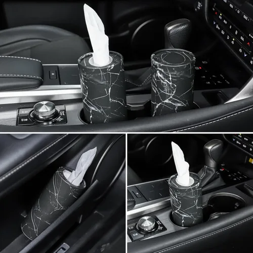 Miniatura 5 de SINGARO Portapañuelos para Coche, Paquete de 4 Portavasos para Pañuelos Faciales con Bolsa de Pañuelos de Viaje, Caja de Pañuelos para Coche