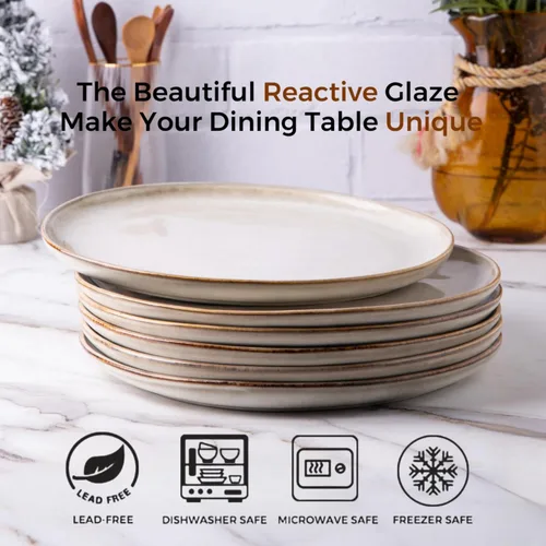 Miniatura 3 de Juego de Platos de Cerámica AmorArc de 6, Platos de Barro de Esmalte Reactivo Hechos a Mano de 8.5 Pulgadas para Postre, Ensalada, Aperitivo, Cena
