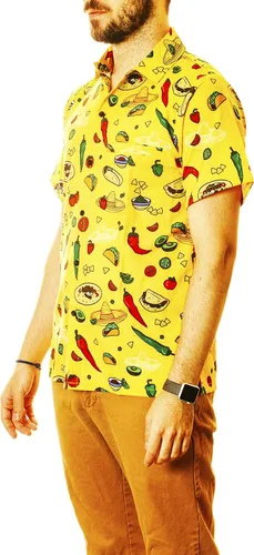 Miniatura 4 de Funny Guy Mugs Camisa de manga corta con botones y estampado hawaiano para hombre
