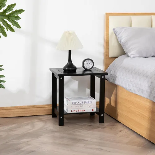 Miniatura 6 de VICTORY RELAX Mesa de acento Adirondack negra para exteriores – Mesa auxiliar de madera de acacia resistente a la intemperie con almacenamiento