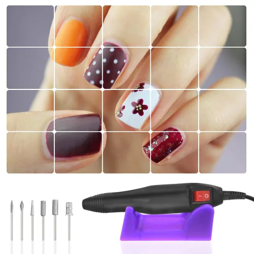 Miniatura 7 de Taladro eléctrico profesional de 20,000 rpm, para arte de uñas, máquina rápida de acristalamiento, con 1 paquete de bandas de lijado (negro)