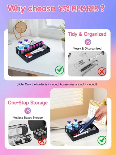 Miniatura 4 de YOUSHARES Estuche para viales de péptido, organizador de viales de insulina de 0.1 fl oz y 1.0 fl oz, suministros para diabetes, soporte para nevera