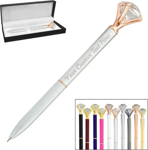 Miniatura 35 de 1 bolígrafo de diamante con cristal, bolígrafos personalizados a granel con grabado sin nombre, bolígrafos de diamante personalizados, lápiz óptico