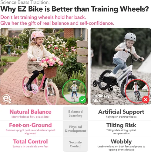 Miniatura 5 de RoyalBaby Bicicleta EZ para niñas, bicicleta Stargirl, entrenamiento libre, equilibrio a pedal, bicicleta de fácil aprendizaje, 12-20 pulgadas