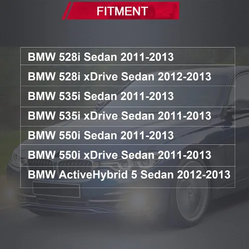 Miniatura 2 de Luces antiniebla compatibles con BMW 528i 535i 550i xDrive Sedan, ActiveHybrid 2011 2012 2013 5 Sedan F10 F11 5 Series 2 piezas lente transparente