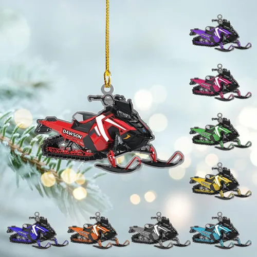 Miniatura 15 de Zapatos de motos de nieve personalizados personalizados adorno de Navidad de acrílico para amantes de motos de nieve (SM 1)