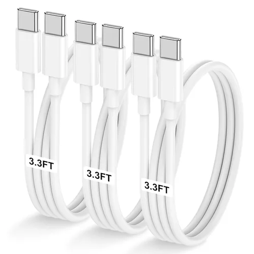 Paquete de 3 cables USB C a USB C de 3.3 pies y 60 W, cable tipo C a tipo C, cable de carga rápida para iPhone Air 17 16e 16 15 Pro Plus Pro Max,