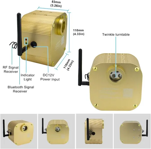 Miniatura 5 de Kit de proyección de luces de estrellas en el techo, de fibra óptica con Bluetooth de 16 W, control remoto/App LED RGBW