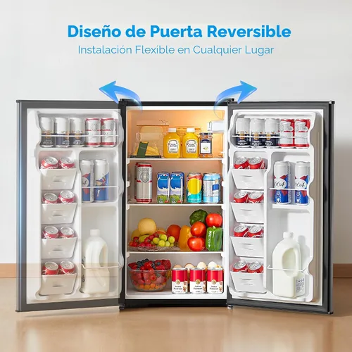 Miniatura 6 de Midea MERM33S1AST - Mini nevera compacta de 3.3 pies cúbicos con luz interna, termostato ajustable, puerta reversible, bajo ruido para dormitorio