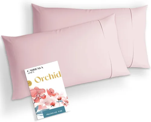 Miniatura 16 de Carressa Linen Juego de 2 fundas de almohada estándar 100% algodón egipcio, de la serie 1000, fundas de almohada de lujo de la colección Orquídeas