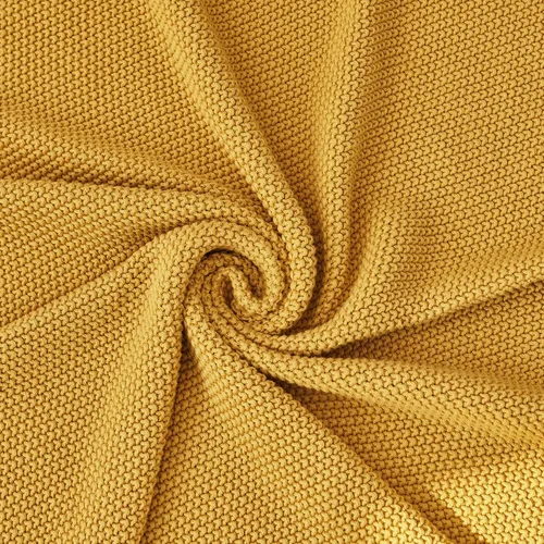 Miniatura 4 de Longhui bedding - Manta de punto trenzado de algodón amarillo mostaza para sofá cama, mantas de punto ligeras decorativas para el hogar con bolsa