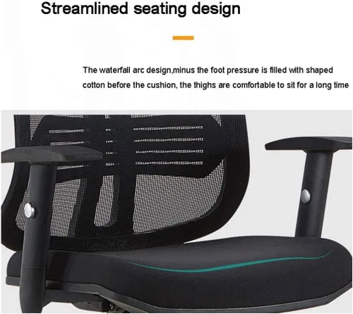 Miniatura 4 de Silla de oficina ergonómica de malla, silla de escritorio para computadora, asiento y respaldo de malla, reposacabezas ancho, soporte lumbar