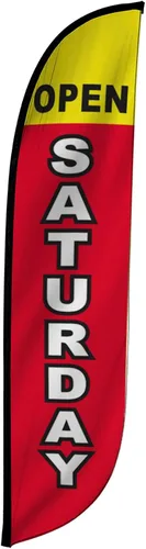 Miniatura 19 de LookOurWay Bandera de plumas – 12 pies de alto cartel publicitario solo bandera swooper, sin postes – banderas de gran apertura – rojo Abierto