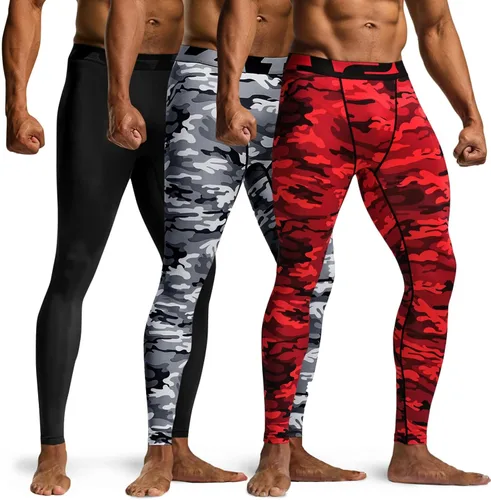 TSLA - Paquete de 1, 2 o 3 pantalones deportivos tipo leggings de compresión para hombre, ajustados para correr, entrenamiento, de secado rápido,