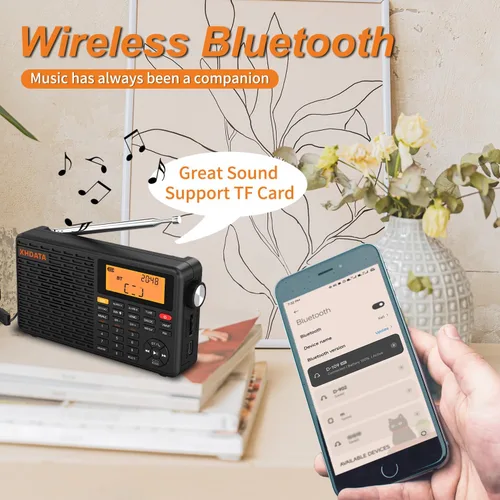Miniatura 5 de XHDATA D109WB Radio Meteorológica Portátil AM/FM/SW/LW/WB de Onda Corta con Alerta NOAA, Operada por Batería, Excelente Sonido, Altavoz Inalámbrico