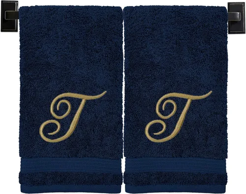 Miniatura 31 de Toallas de mano con monograma para baño Toallas turcas de algodón de lujo Bordadas en Estados Unidos Juego de 2 Elige el color del juego