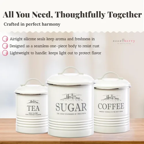 Miniatura 3 de noonberry Botes de cocina para encimera, juego de recipientes de cocina herméticos de 3 piezas, recipientes de té y café con azúcar para encimera