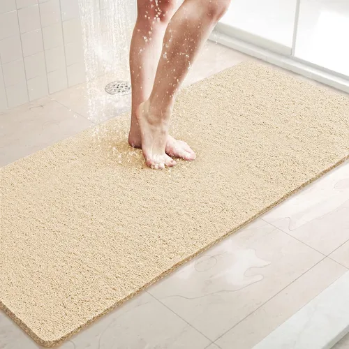 Miniatura 60 de LuxStep - Tapete de ducha, de 24 x 36 pulgadas, tapete de baño antideslizante con drenaje, tapete de baño de cloruro de polivinilo, de secado Gris
