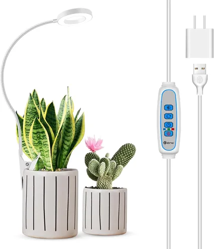 Miniatura 9 de Luz de cultivo con clip, luces de plantas de halo de 6000 K para cultivar plantas pequeñas, lámpara LED de espectro completo con temporizador