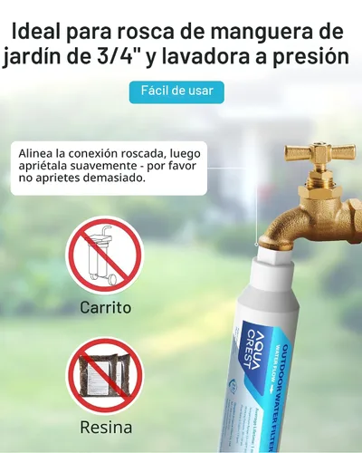 Miniatura 7 de AQUACREST Filtro de agua en línea, dedicado para lavado de autos, limpieza de ventanas y jardín, reduce eficazmente las manchas de agua dura