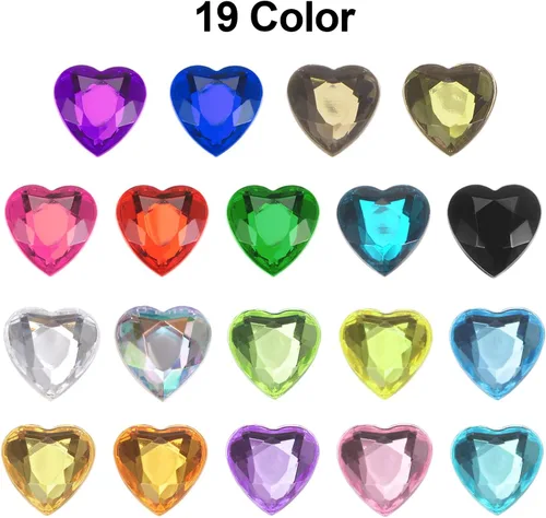 Miniatura 5 de MECCANIXITY 60 calcomanías acrílicas de diamantes de imitación de corazón de 0.315 in con parte trasera plana, gemas de plástico para manualidades