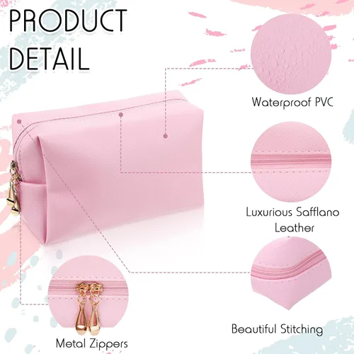 Miniatura 3 de Jexine 12 piezas pequeña bolsa de maquillaje resistente al agua de piel sintética bolsa de cosméticos bolsa de viaje bolsa mini bolsa con cremallera