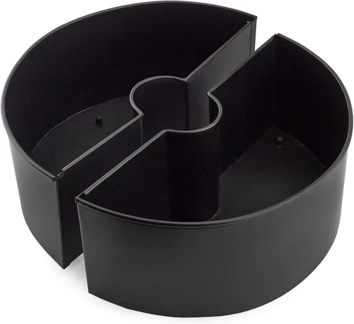 AuldHome Design Maceta de sombrilla para mesa de patio con agujero para sombrilla (negro), macetas esmaltadas de medio círculo